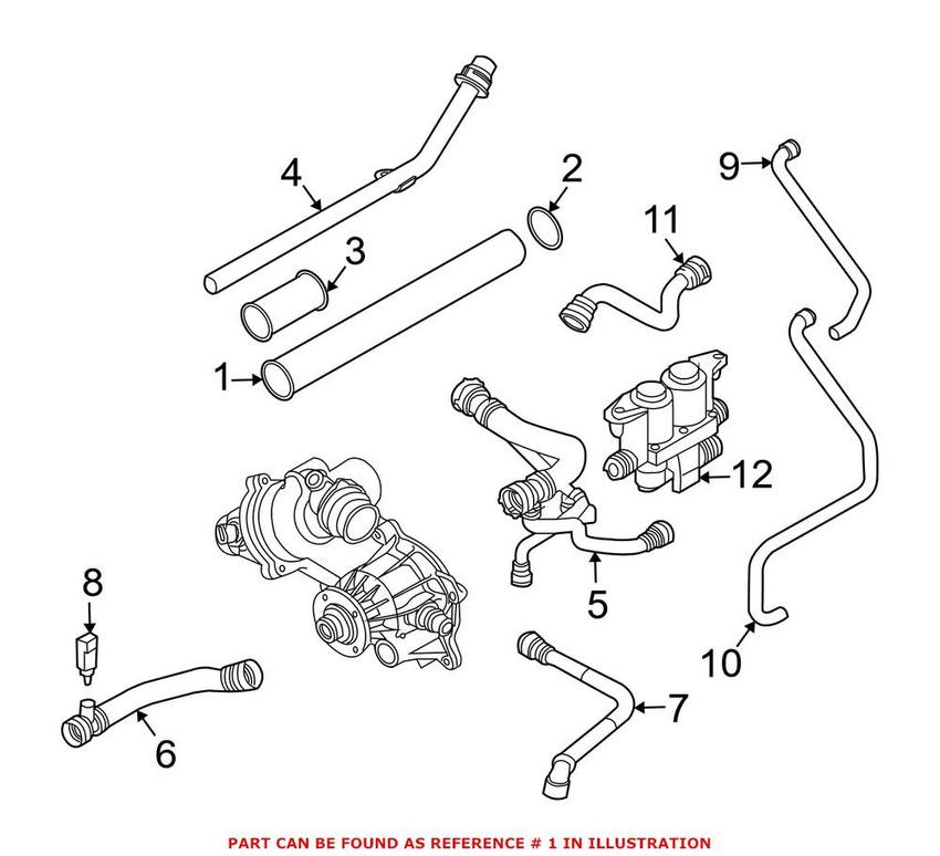 BMW Engine Coolant Transfer Pipe 11147500355